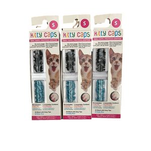 Kitty Caps Nail Caps for Cats size small set of three black and blue